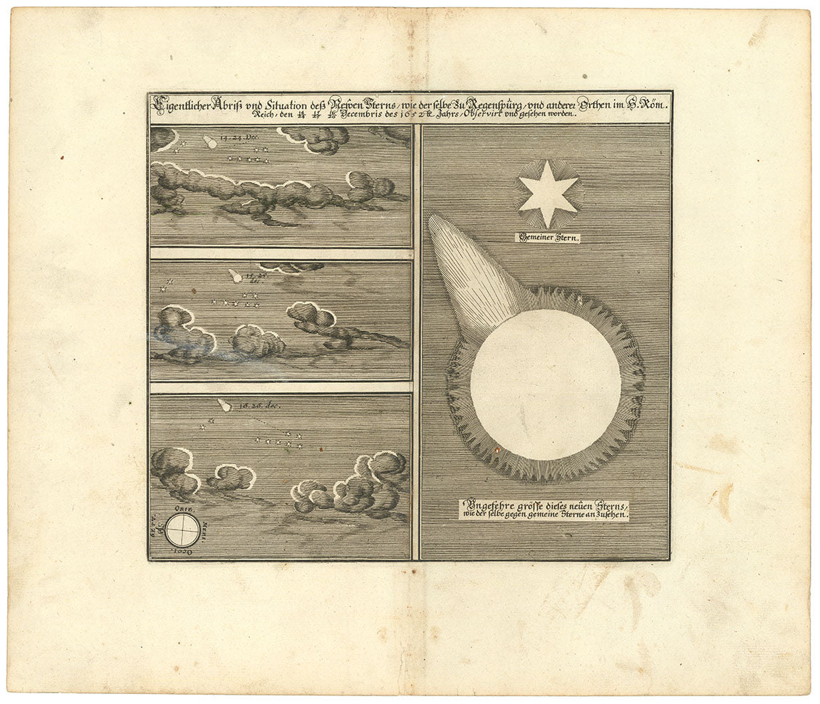 Eigentlicher Abrib und Situation deb Neuen Sternes, wie derselbe zu Regensburg, und anderer Orthen im H. Rom. Riech den 14/24, 15/25, 16/26 Decembris des 1652. Jahrs, Observiert und gesehen worden.