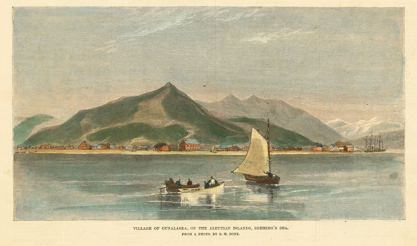 Village Of Ounalaska, On The Aleutian Islands, Behring's Sea.