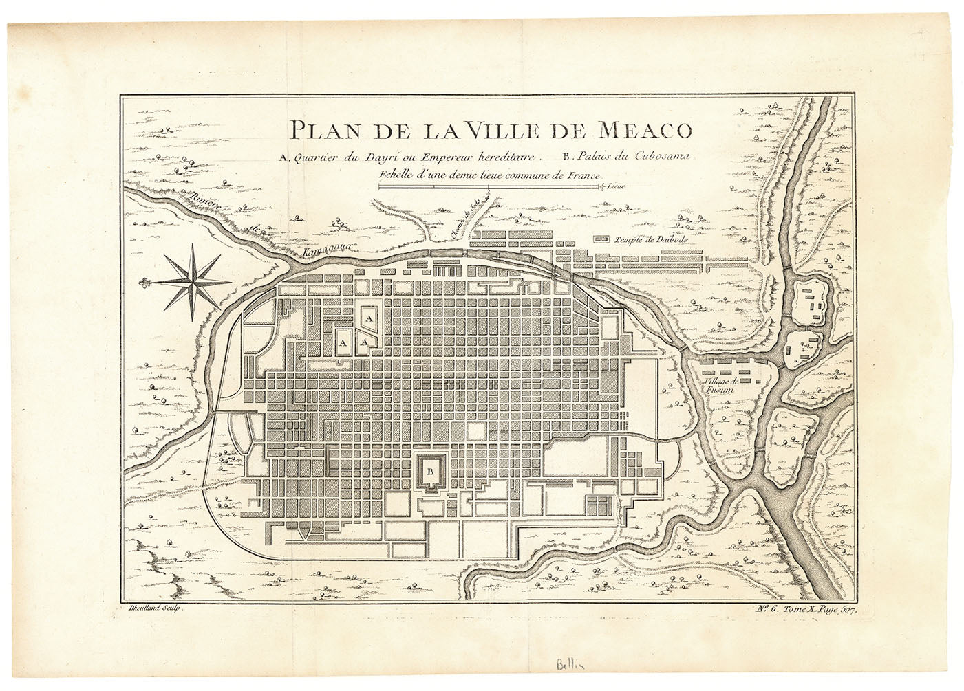 Plan de la Ville de Meaco. (Kyoto, Japan)