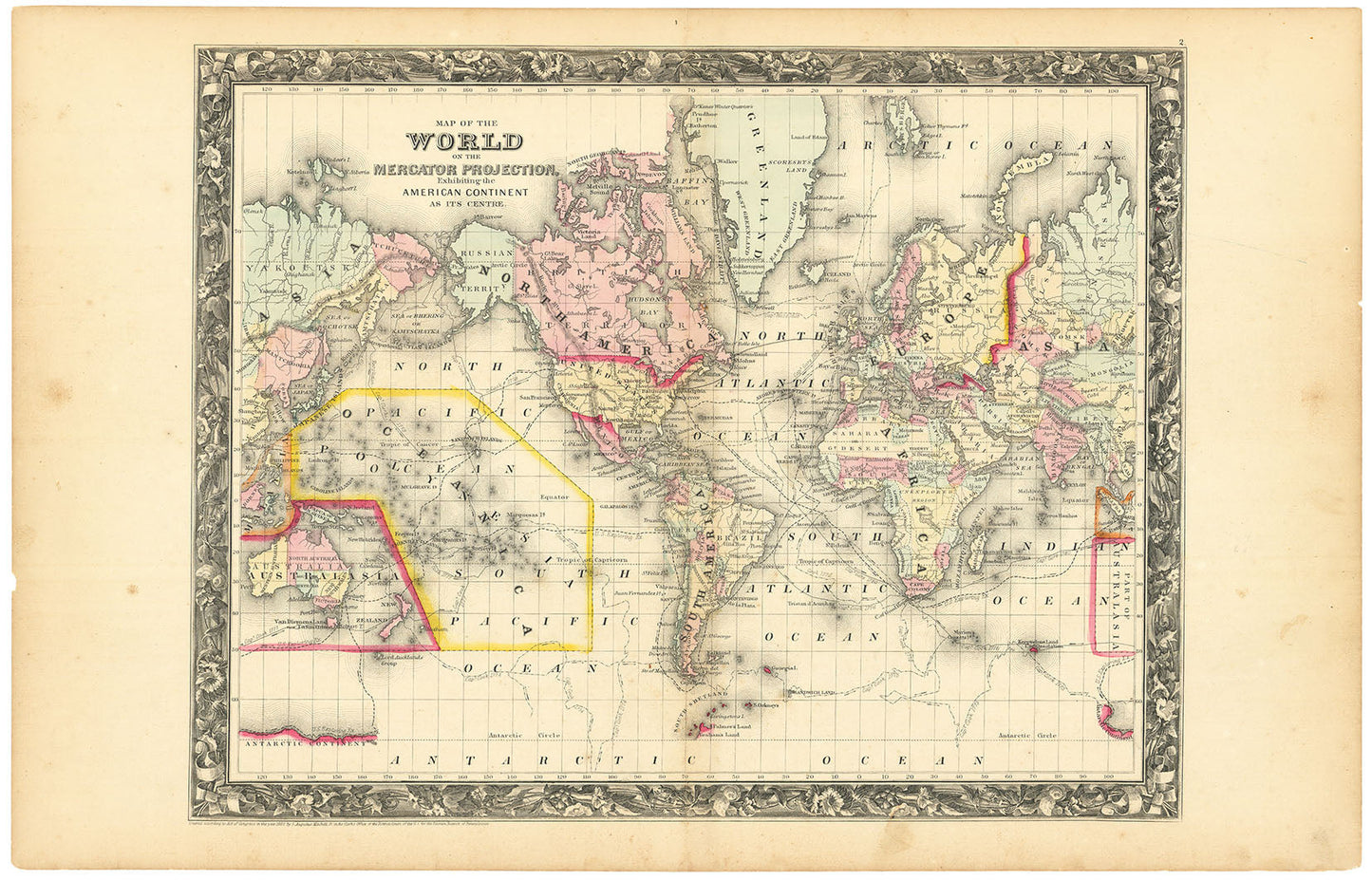 Map of the World on the Mercator Projection. Exhibiting the American Continent as it's Centre.
