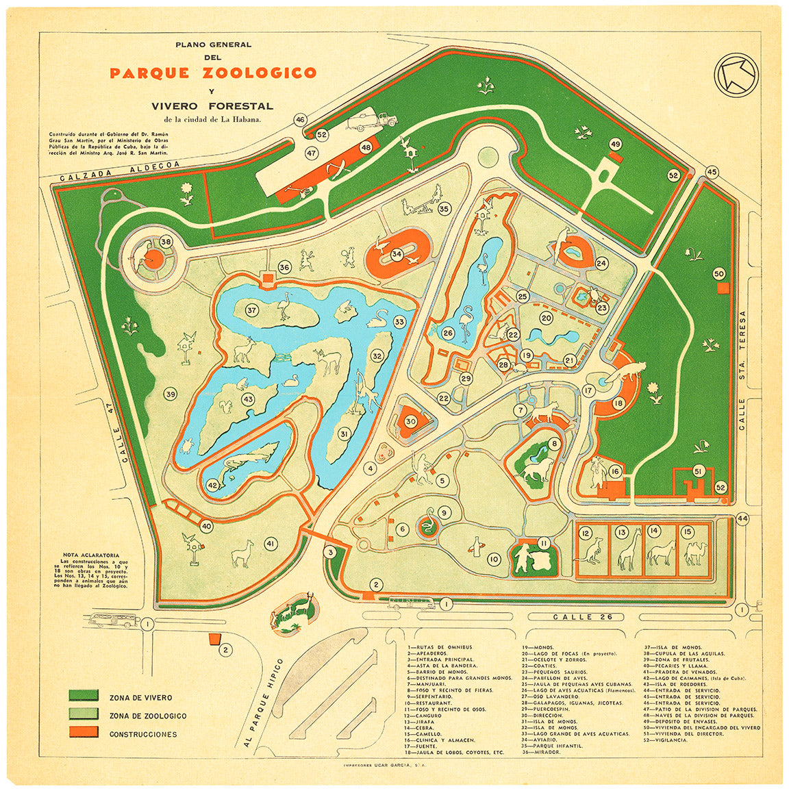 Plano General del Parque Zoologico v Vivero Forestal de la ciudad de la Habana.