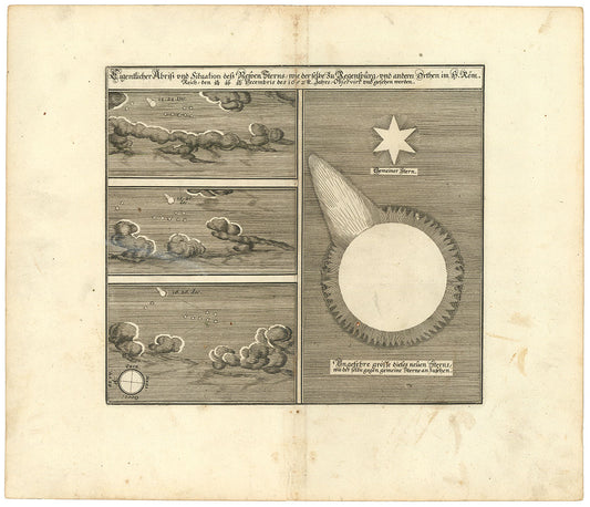 Eigentlicher Abrib und Situation deb Neuen Sternes, wie derselbe zu Regensburg, und anderer Orthen im H. Rom. Riech den 14/24, 15/25, 16/26 Decembris des 1652. Jahrs, Observiert und gesehen worden.