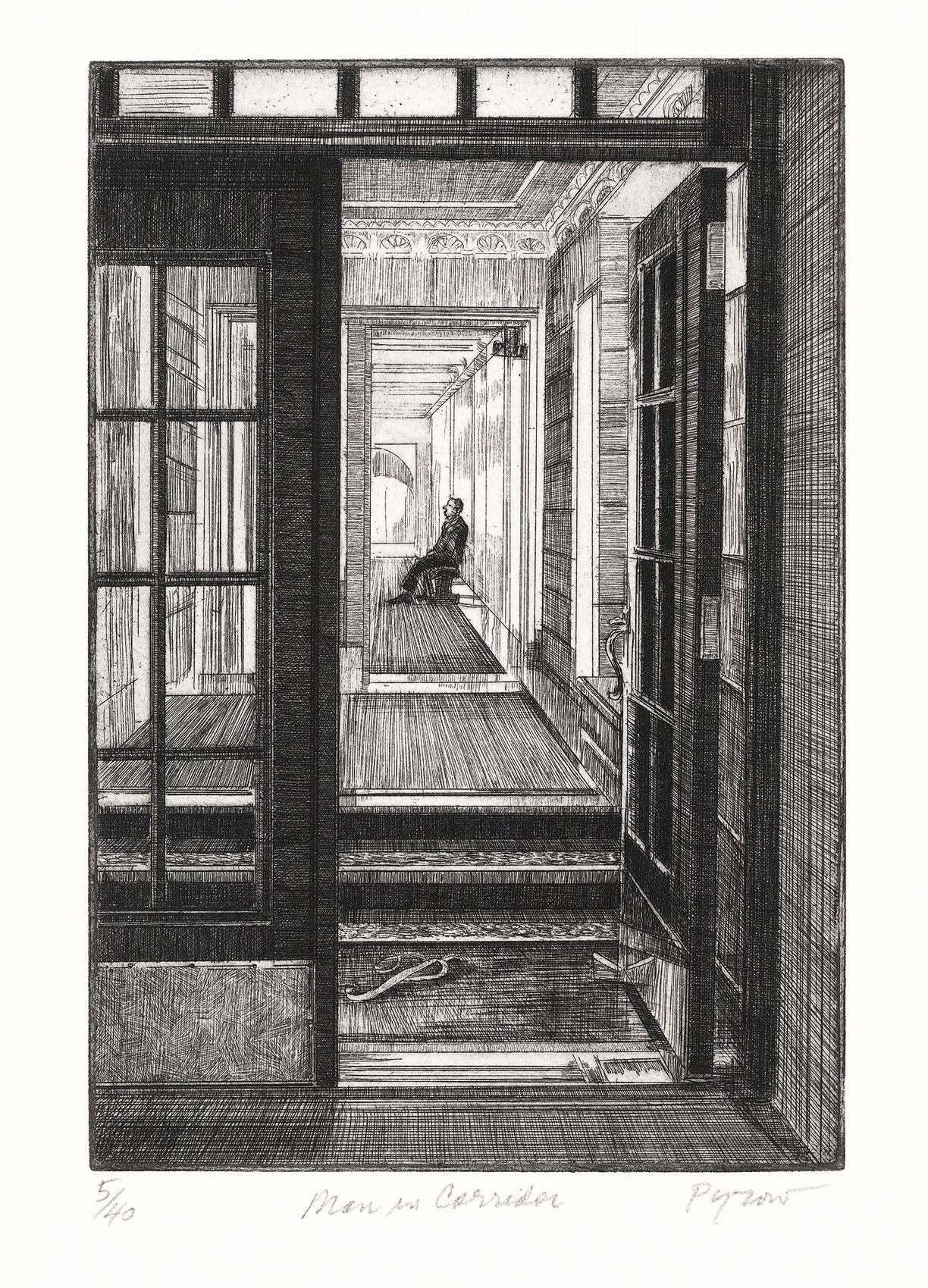 Man in Corridor.