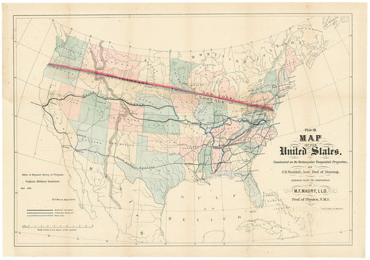 Map of the United States Constructed on the Rectangular Tangential Projection.