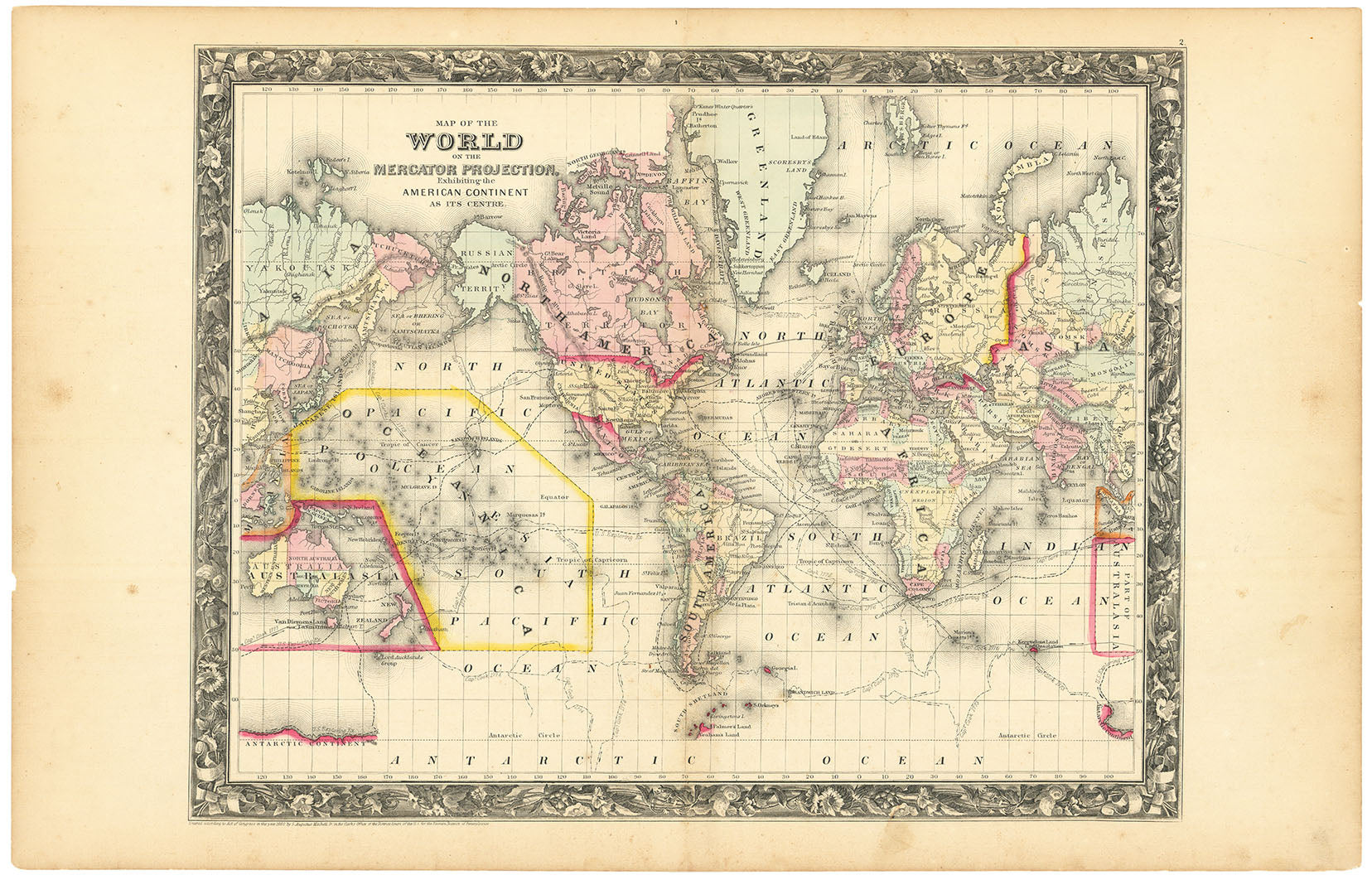 Map of the World on the Mercator Projection. Exhibiting the American Continent as it's Centre.
