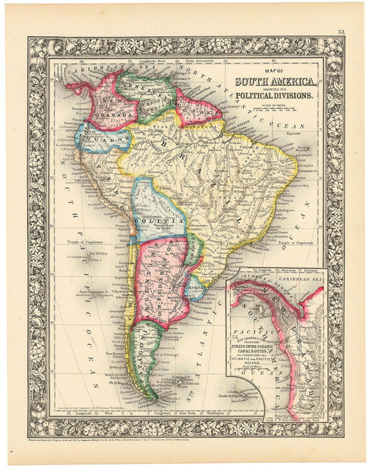 Map of South America, Showing Its Political Divisions.
