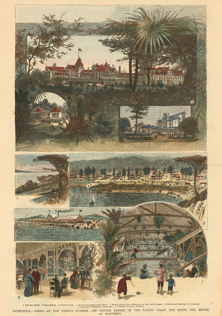 California. Views of the Famous Summer and Winter Resort of the Pacific Coast, The Hotel Del Monte, at Monterey.