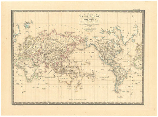 Mappemonde Physique sur la Projection de Mercator.