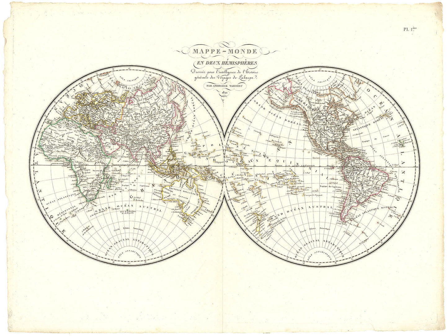 Mappe-Monde Divise en Deux Hemispheres...
