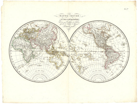 Mappe-Monde Divise en Deux Hemispheres...