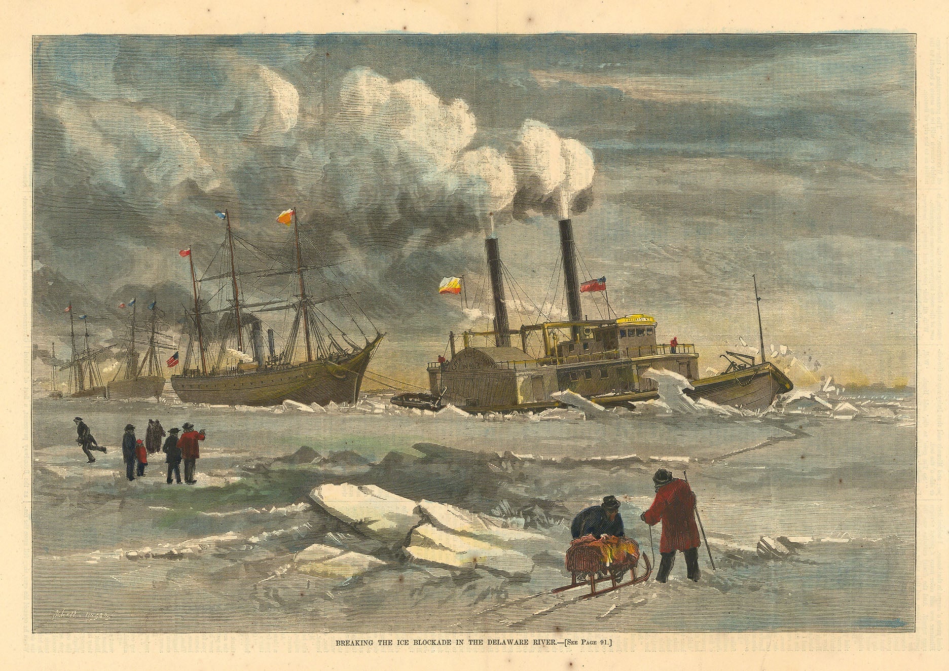 Breaking the Ice Blockade in the Delaware River.