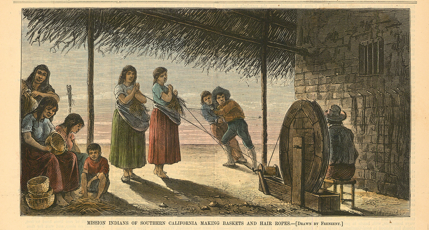 Mission Indians of Southern California Making Baskets and Hair Ropes.