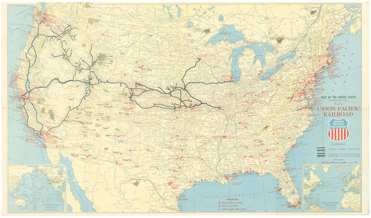Map of the United States (Geographically correct) Issued by Union Pacific Railroad. (Military post edition)