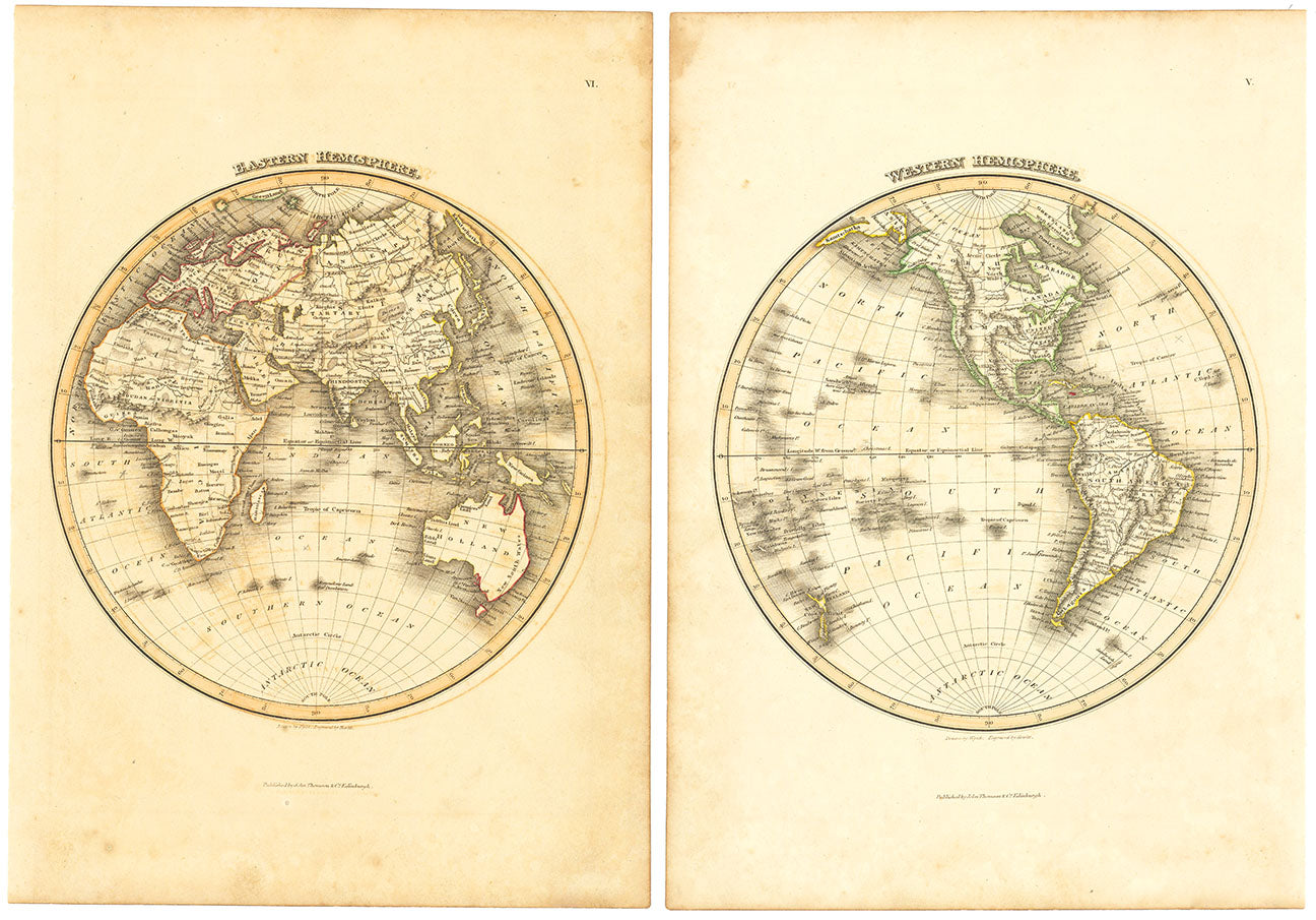 Eastern Hemisphere. (and) Western Hemisphere.