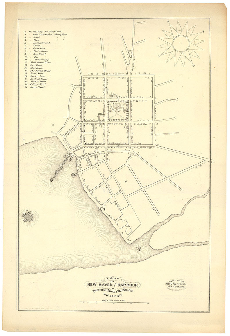 A Plan of New Haven and Harbour. By President Stiles of Yale College.